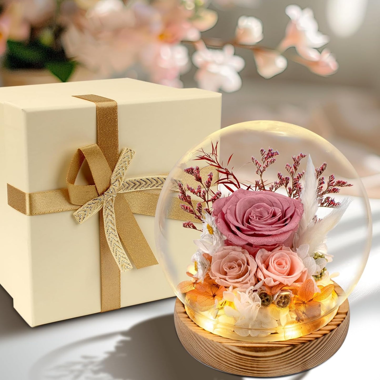 Flowers, Roses Gift – Fresh & Preserved Roses That Last Forever – Delivery to Show Love – Ideal Birthday Gift for Women, Unique for Mother’s Day & Christmas – Long-Lasting Forever Flowers