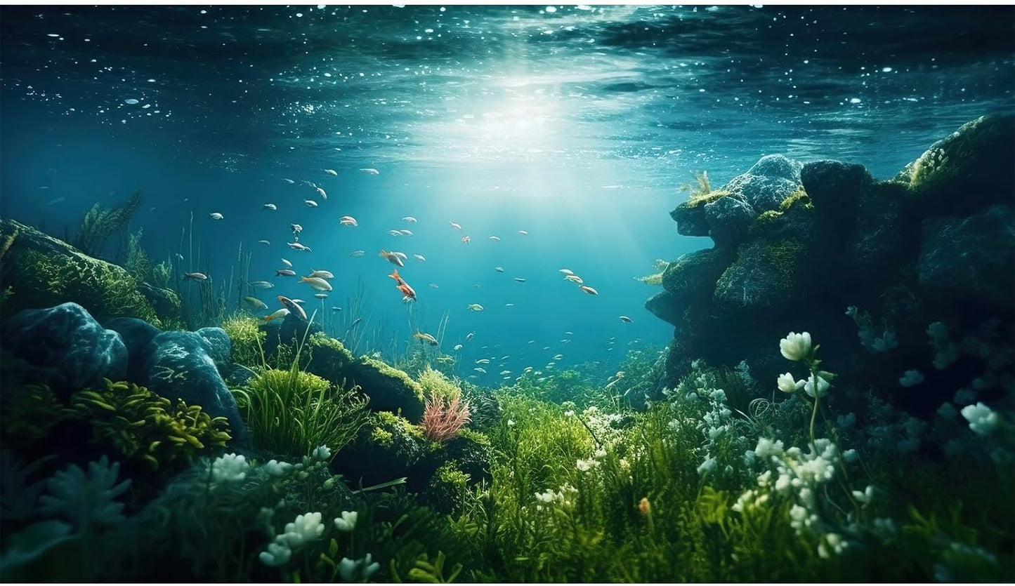 Underwater Aquarium Background Under The Sea Fish Tank Background Ocean Floor Green Aquatic Plants Aquarium Backgrounds Deep Sea Sunray Tropical Fish Aquarium Tank Backgrounds 72x18in