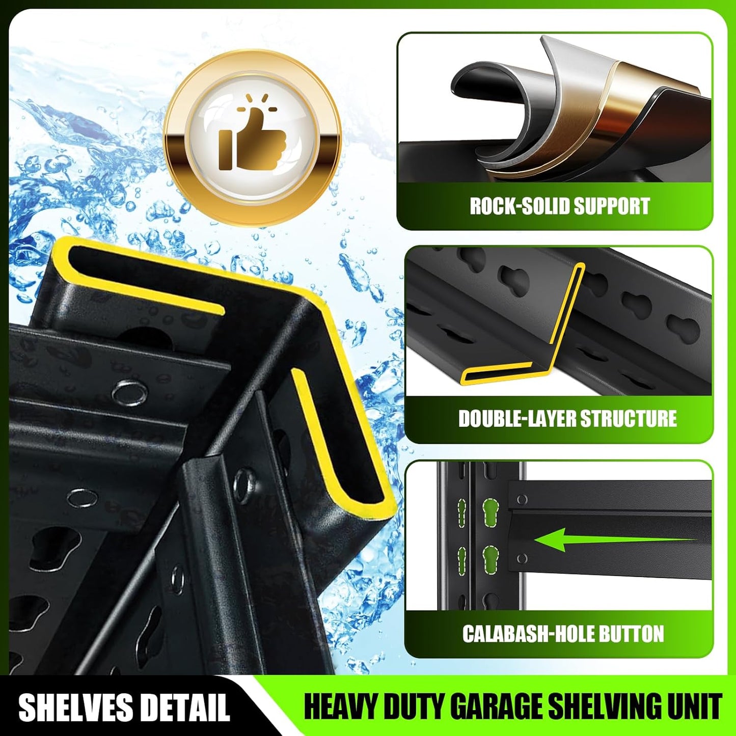 81”H Garage Shelving 2500LBS Adjustable Storage Shelves,5 Tier Metal Steel Heavy Duty Shelving Unit, Industrial Utility Rack Shelf, Storage Organize for garage, Basement ,Black ,81''H*45.7''W*19.7''D