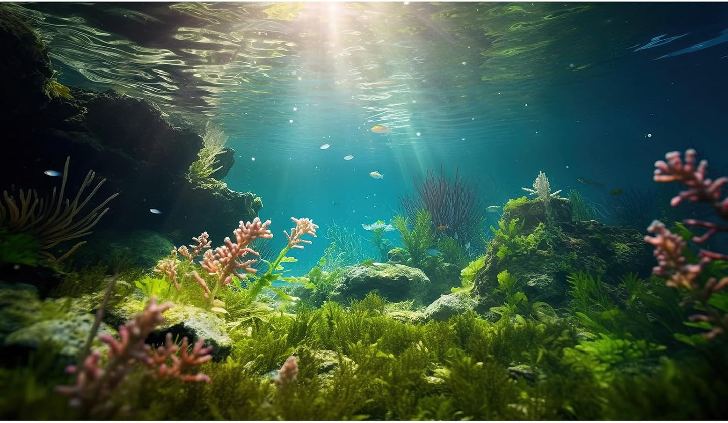 Ocean Floor Fish Tank Background Under The Sea Aquarium Background Underwater Aquatic Plants Sunray Terrarium Backgrounds Deep Sea Rock Tropical Aquarium Fish Tank Backgrounds Decors 24x16in
