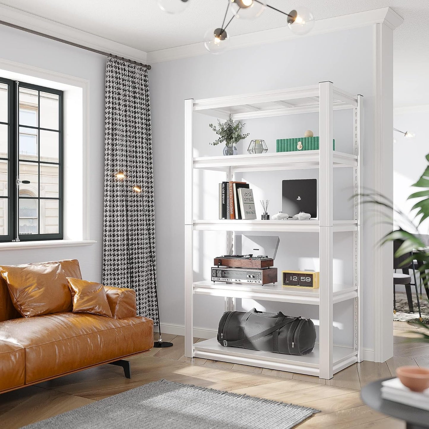 Raybee 5 Tier White Metal Heavy Duty Garage Shelving Unit 2000LBS Storage Shelves