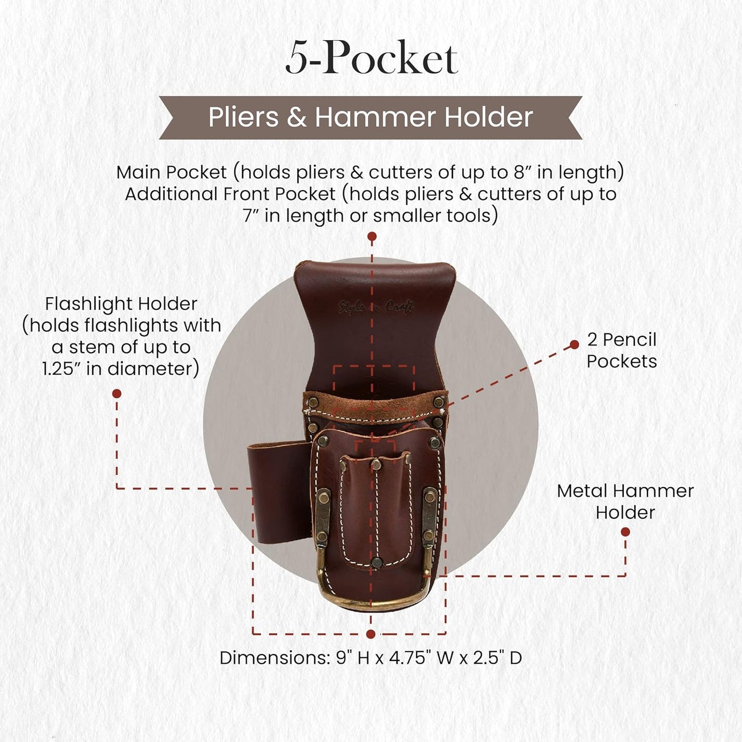 Style n Craft 9-Pocket Carpenter’s Nail and Tool Pouch