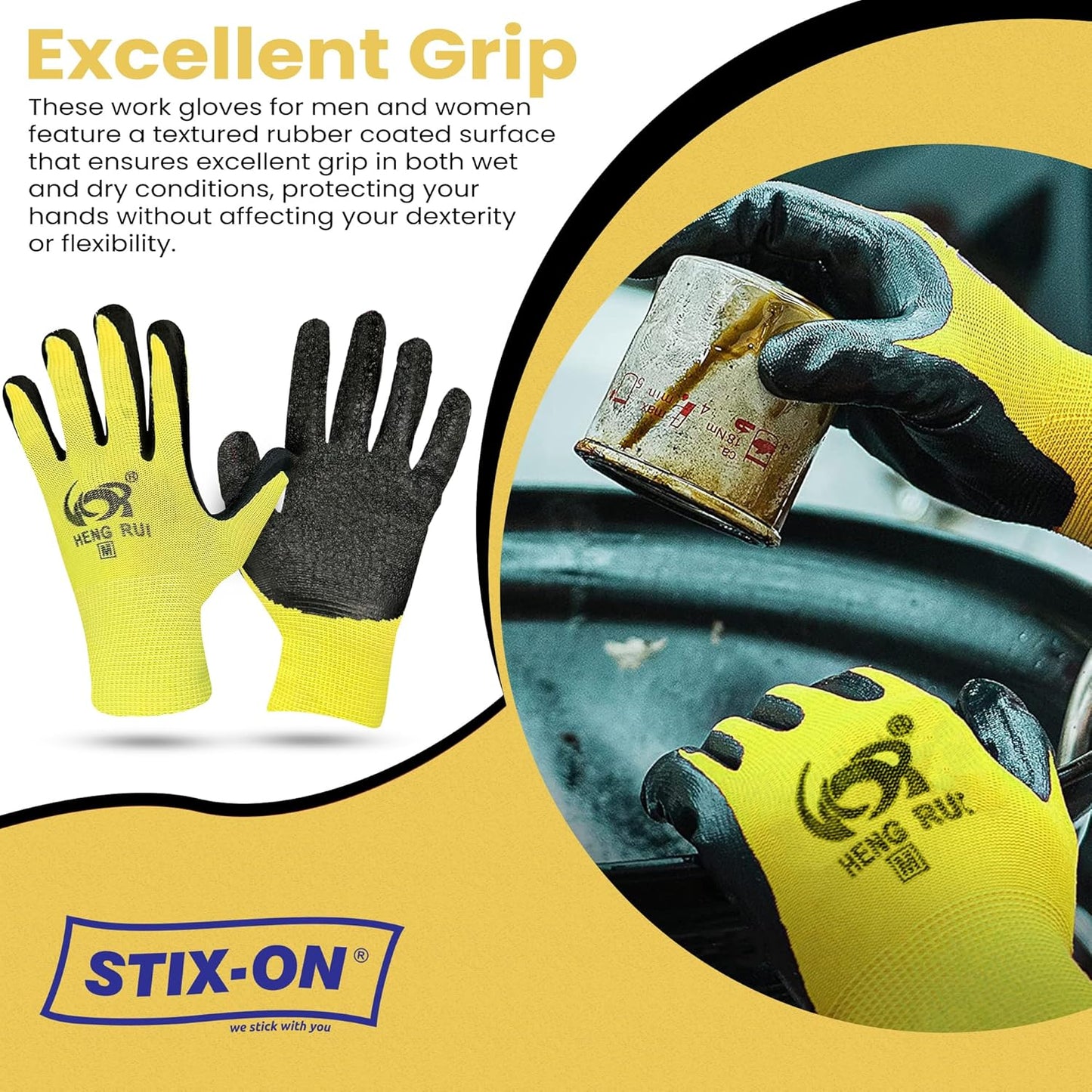 10 OR 20 Pairs Work Gloves–Heavy Duty Rubber Coated Safety Work Gloves–Multipurpose Gloves