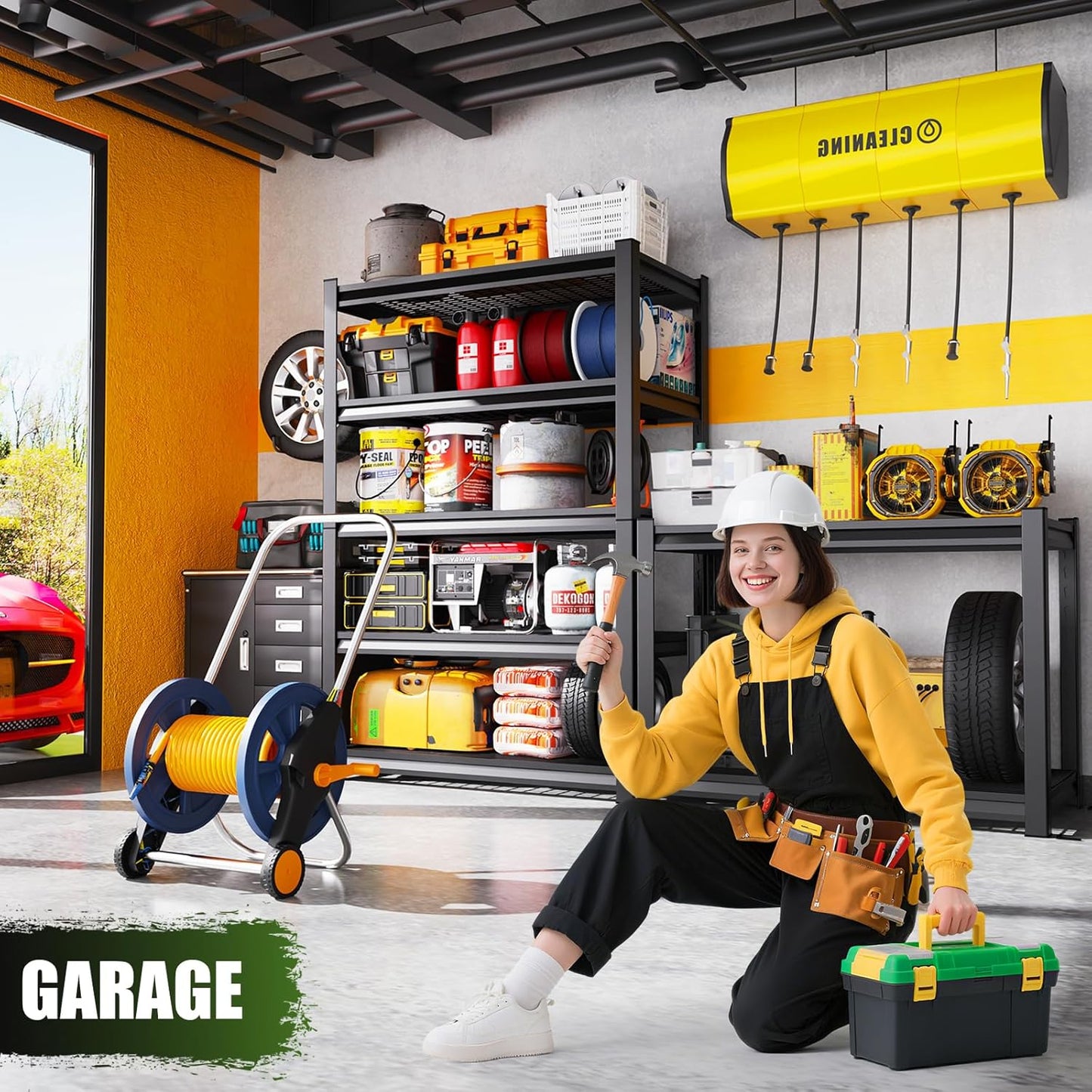 Garage Shelving 5 Tier Metal Shelves Adjustable Garage Storage Shelves Storage Rack 3000LBS Heavy Duty Industrial Shelving Unit Wire Shelf Rack Shelf for Storage Room, Basement,45.7”W×19.7”D×81.1 ”H