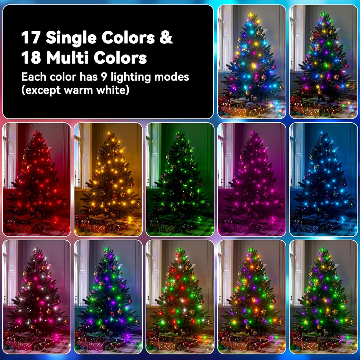 LitHome 66ft 200Led Color Changing String Lights with Remote,35 Colors RGB Christmas Lights with Timer,Dimmable Led String Light Outdoor,Xmas Tree Light Indoor Plug in for Halloween Fall Party Decor