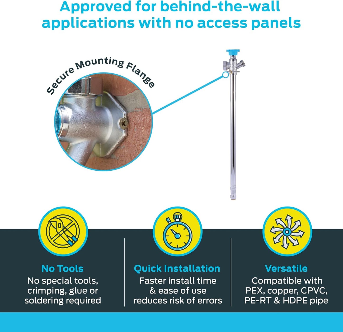 SharkBite 18 Inch Frost Free Sillcock, 1/2 x 3/4 Inch MHT, Push to Connect Brass Plumbing Fitting, PEX Pipe, Copper, CPVC, PE-RT, HDPE, 24638LF