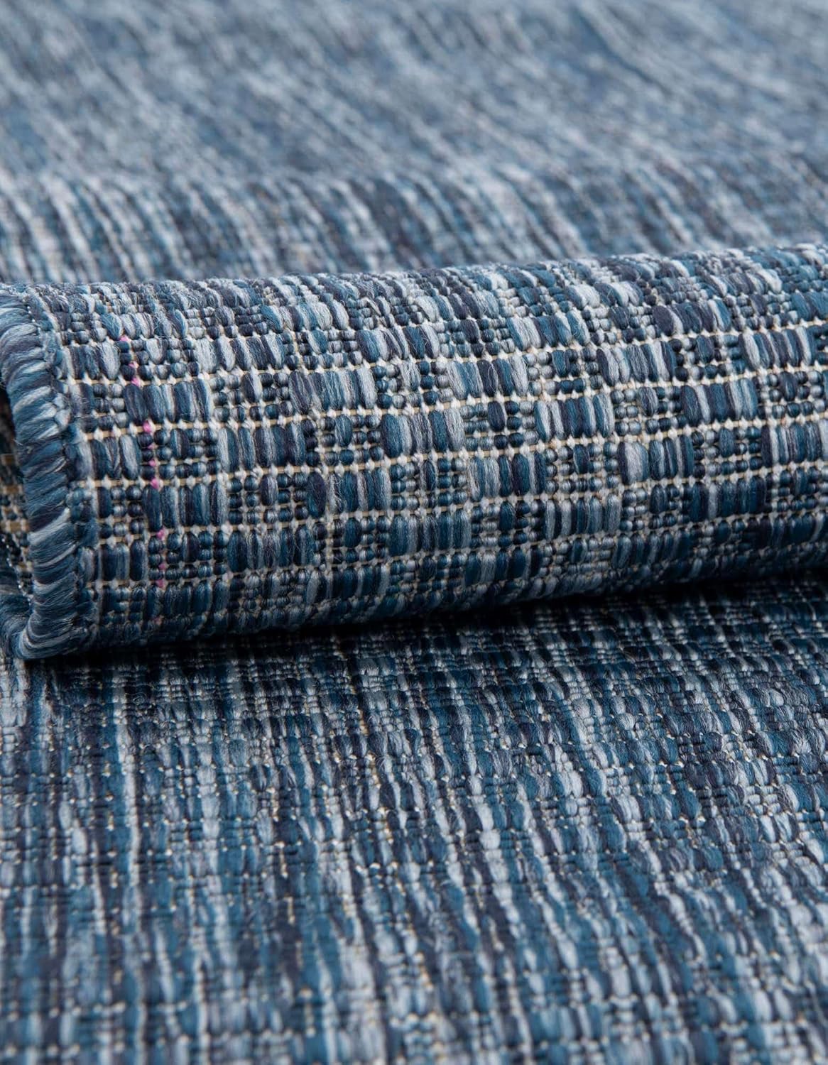 Unique Loom Outdoor Solid Collection Area Rug (10' Round Blue/Navy Blue)