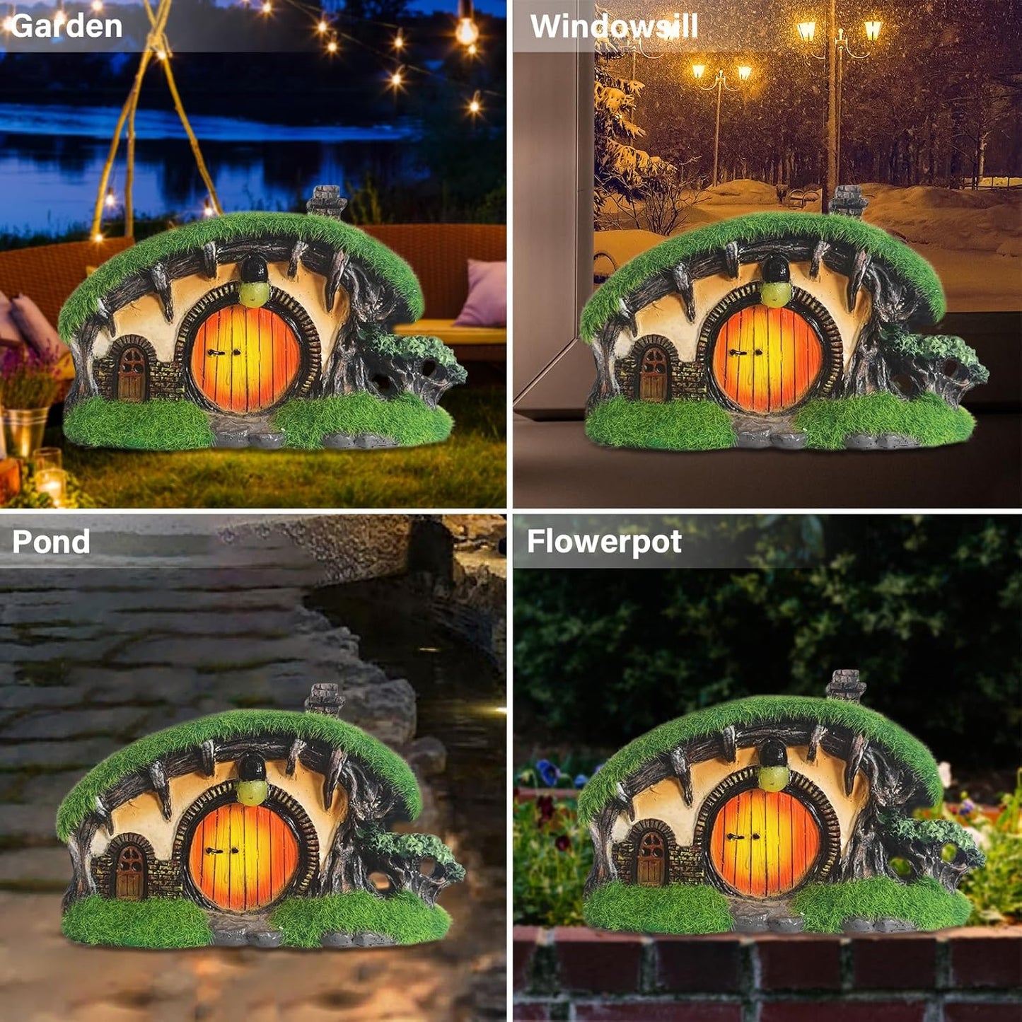 Solar Outdoor Garden Figurine Light, Solar-Powered Statue Lights for Garden & Yard Decoration, Cottage-Themed Outdoor Sculptures for Home & Landscape Accent