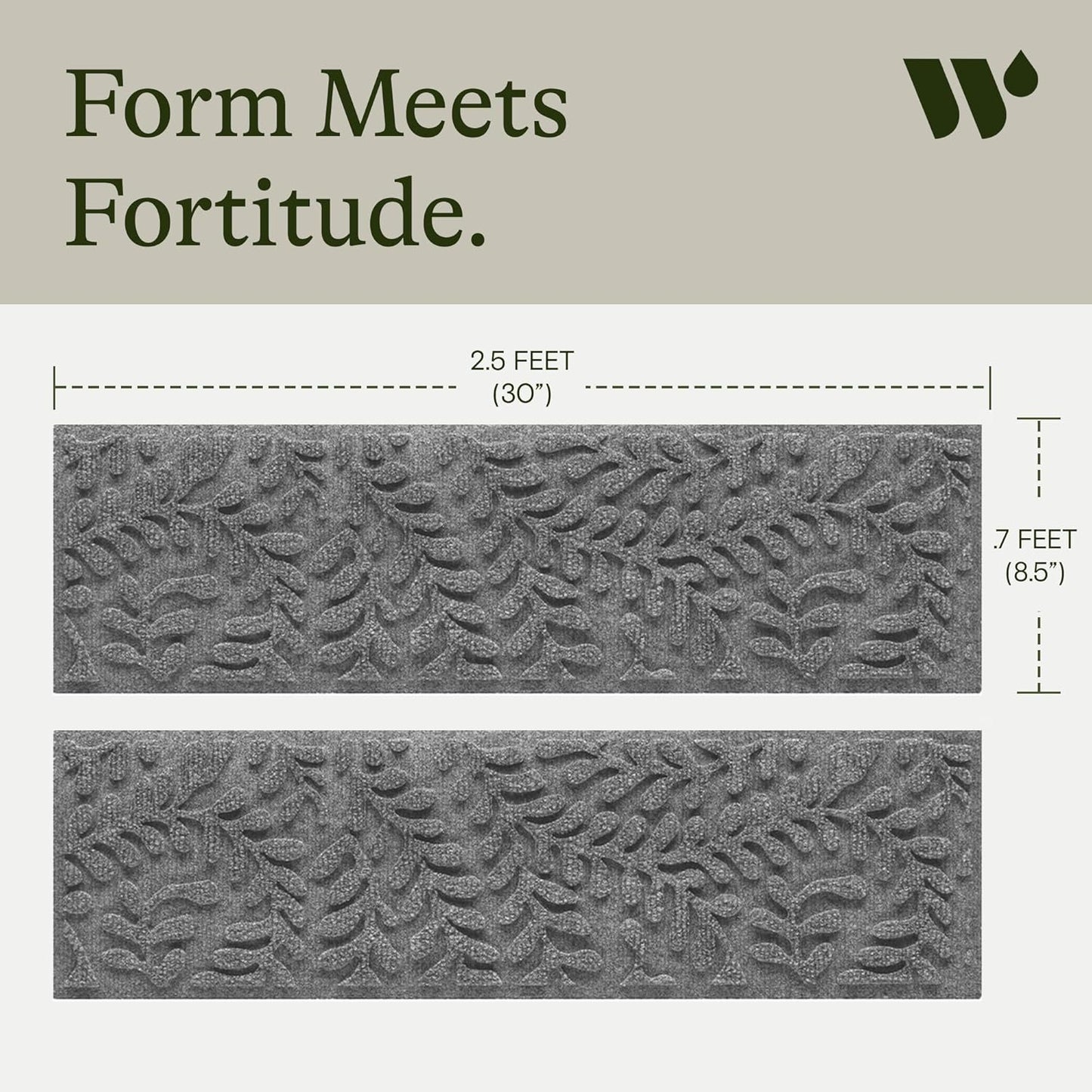 Bungalow Flooring Waterhog Stair Treads (Set of 4) – 8 1/2 x 30 Inches, Durable,Water-Trapping, Indoor/Outdoor Floor Covering, Boxwood Collection – Made in USA, Medium Grey