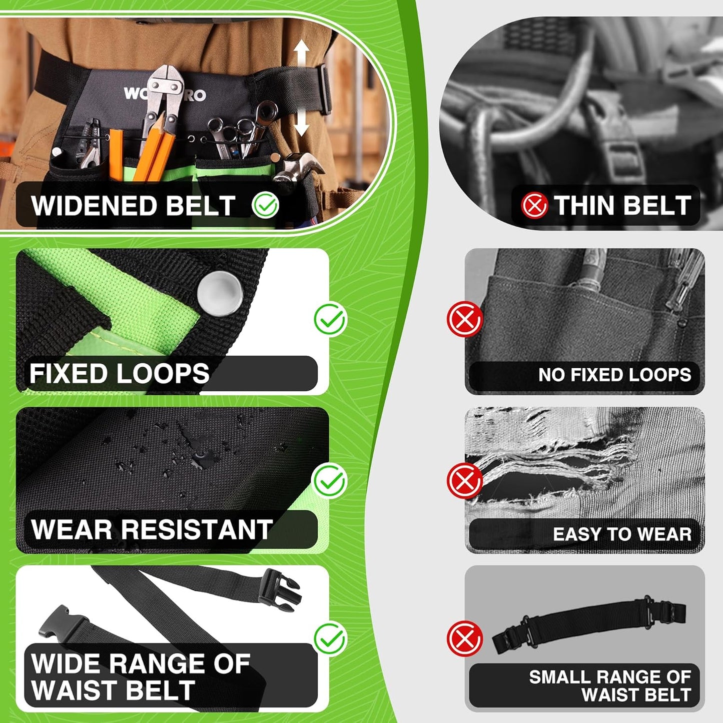 WORKPRO Garden Tool Belt, 5-Pocket Single Side Gardening Tool Pouch with Adjustable Waist Strap, Utility Garden Waist Bag for Women, Ideal for Gardening, Carpentry, and DIY Projects