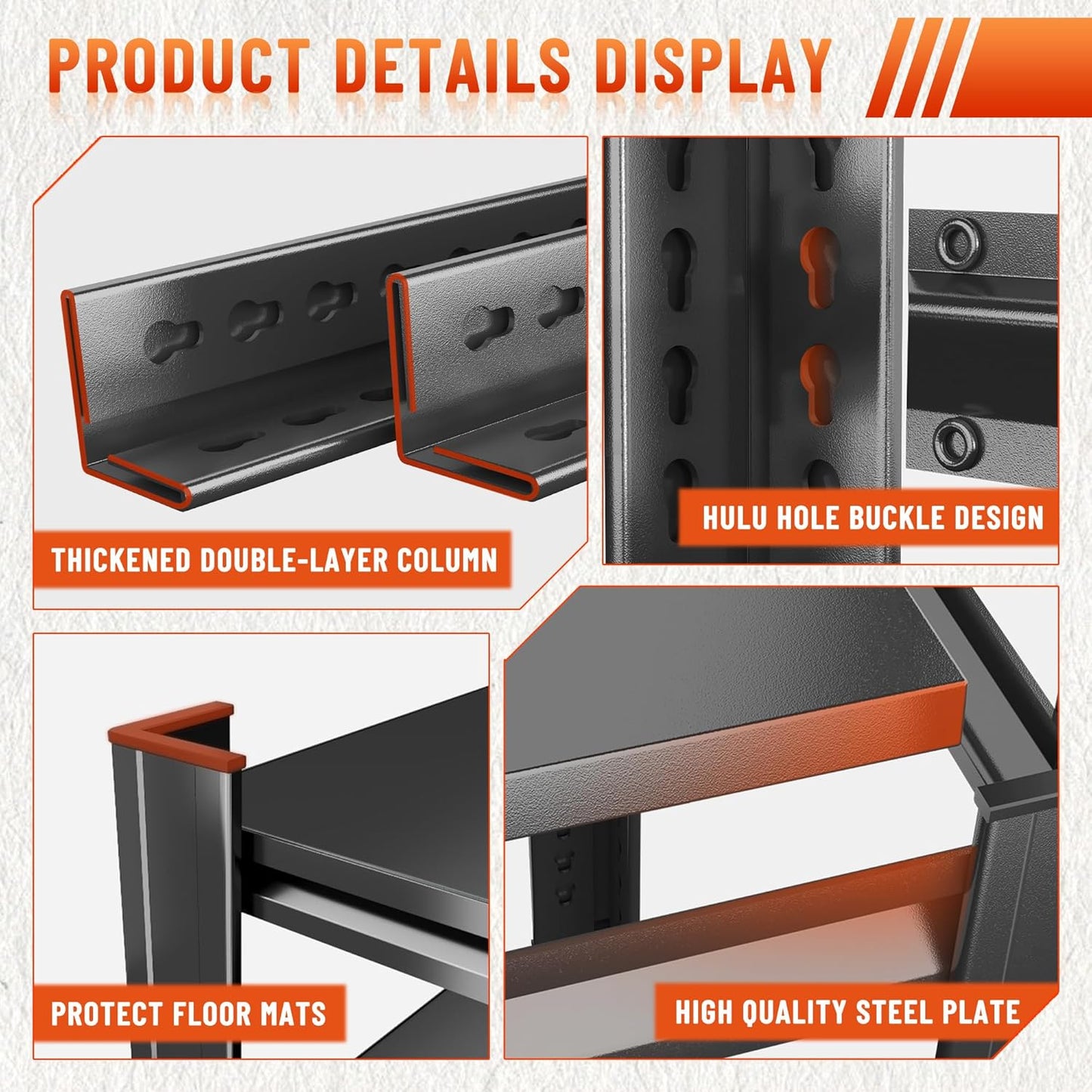 Heavy Duty 5-Tier Shelving Unit 2500LBS Capacity - Adjustable Steel Garage Shelves for Warehouse, Basement Storage(63''H x 39.4''W x 15.7''D)