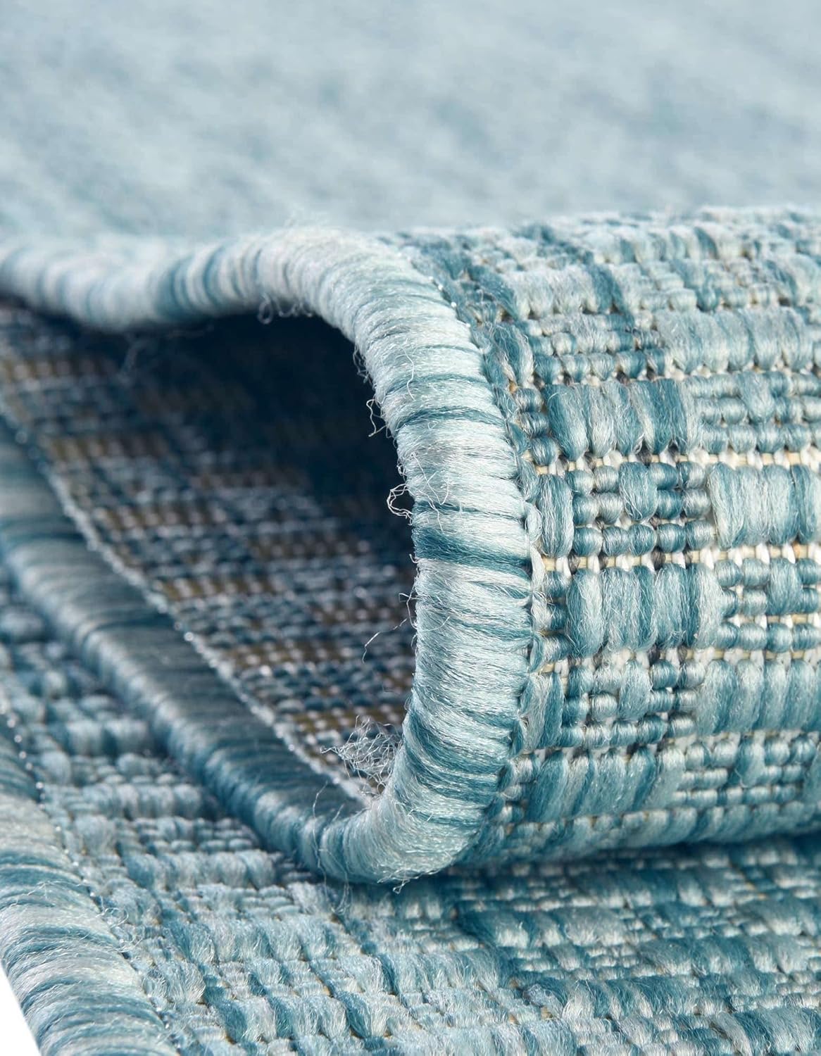 Unique Loom Collection Casual Transitional Solid Heathered Indoor/Outdoor Flatweave Area Rug (2' x 3' 1" Rectangle, Aquamarine/Ivory)