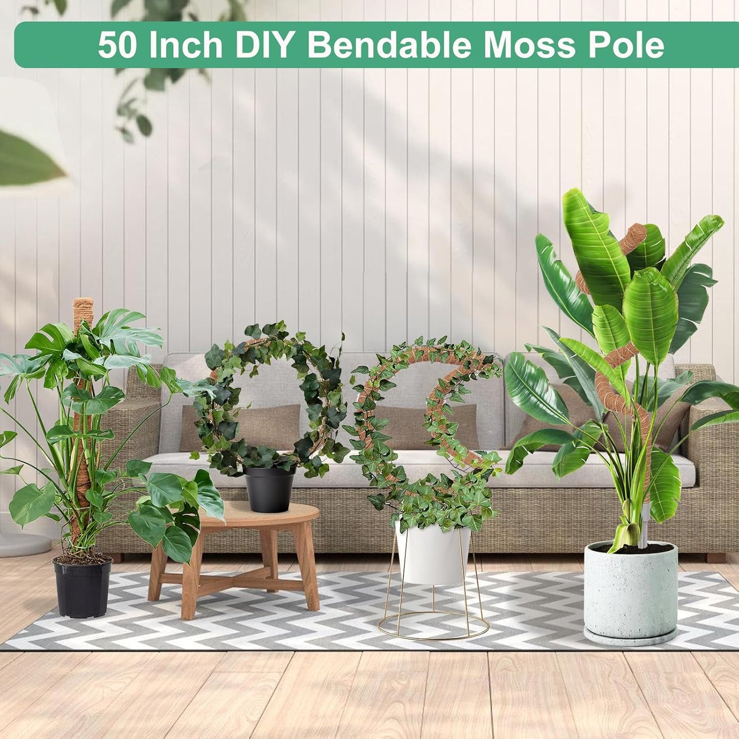 1 Pack Moss Pole, 40 Inch Monstera Plant Support, Moss Poles for Climbing Plants Indoor DIY, Coco Coir Plant Pole Moss Plant Stick Support Stake Kit for Potted Plants, Pothos, Philodendron