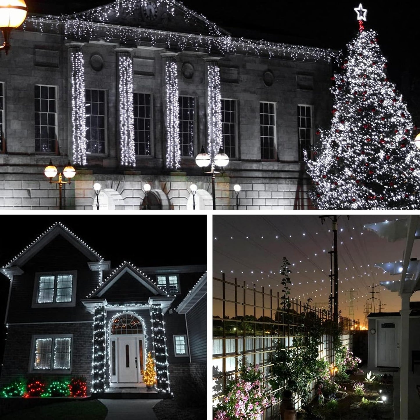 4 Pack Solar String Lights Outdoor, Extra-Long 400LED Solar Fairy Lights Waterproof, Outdoor Twinkle Light Silver Wire 8 Modes Fairy Light for Tree Garden Party Xmas Wedding Decor (Cool White)