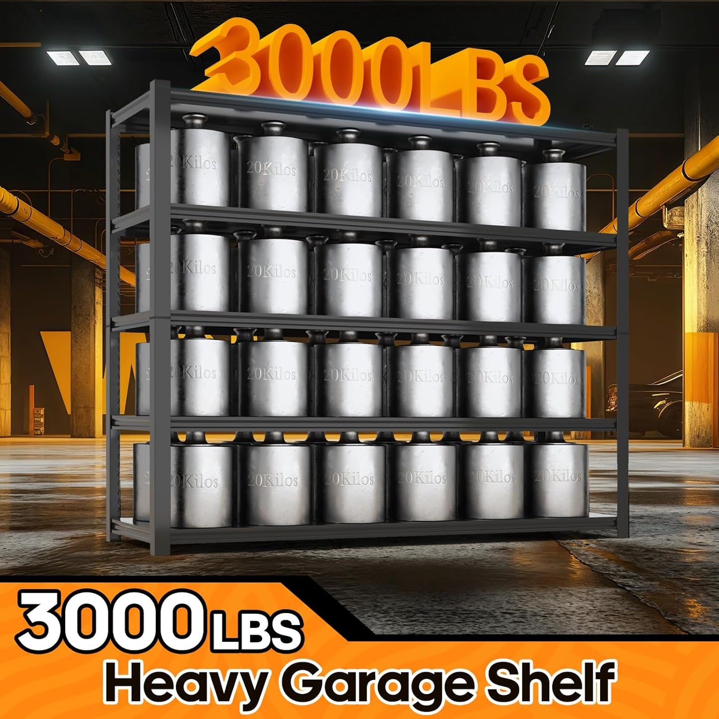 Garage Shelving Heavy Duty,5 Tier Adjustable Metal Shelving Storage Rack,Storage Shelves,48" Wx20 Dx72.2 H,Industrial Shelving Unit for Basement,Warehouse,Garage Organization.3 Pack