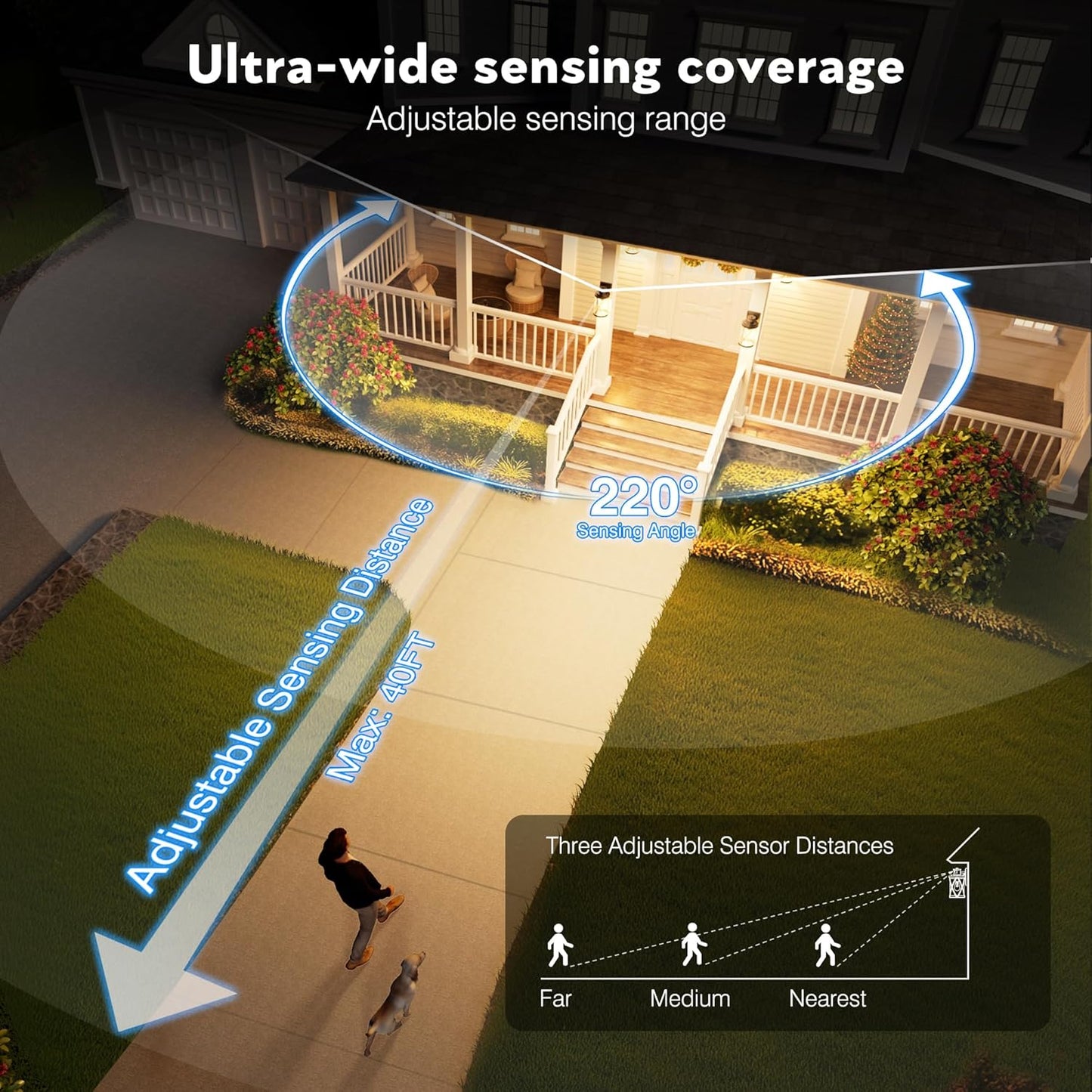 VIANIS Motion Sensor Exterior Lights for House, 2 Pack Dusk to Dawn Outdoor Lighting, Gold Outdoor Sconce Lantern, Waterproof, Weather Resistant Porch Lights Outside for House, Garage, Front Door