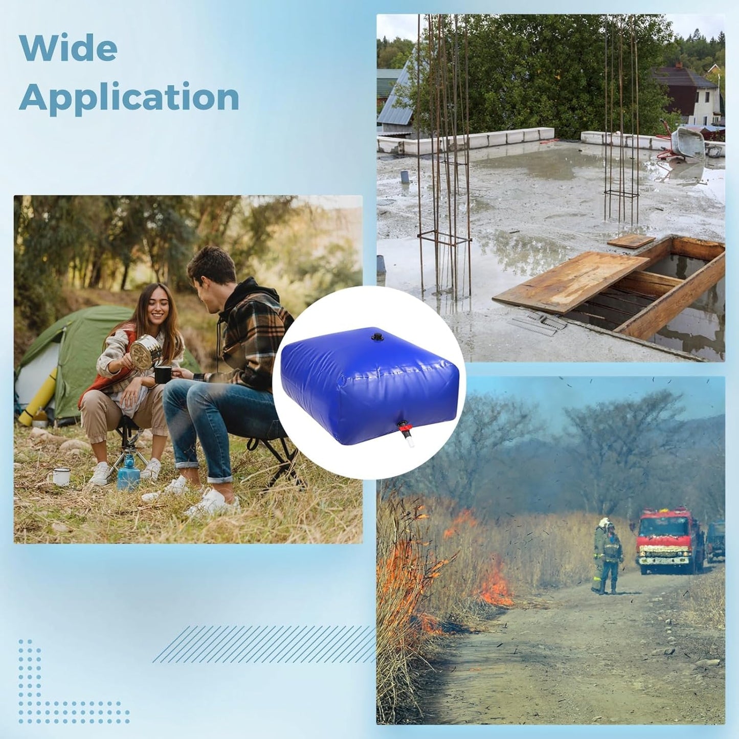 Portable 500L/132 Gallon Water Tank Collapsible Water Storage Container Bag, Water Bladder Bob with Valve for Camping RV Life Agricultural Outdoor Construction Watering