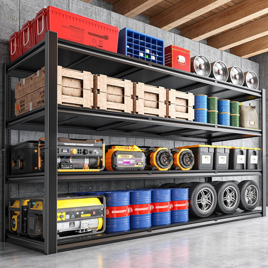 59.8" W x 59.8" H x 24.2" D Storage Shelves Metal Shelving, 2120LBS Garage Shelving Unit with Adjustable Shelf, 4 Tier Storage Rack for Garage, Pantry, Warehouse, Basement, Black
