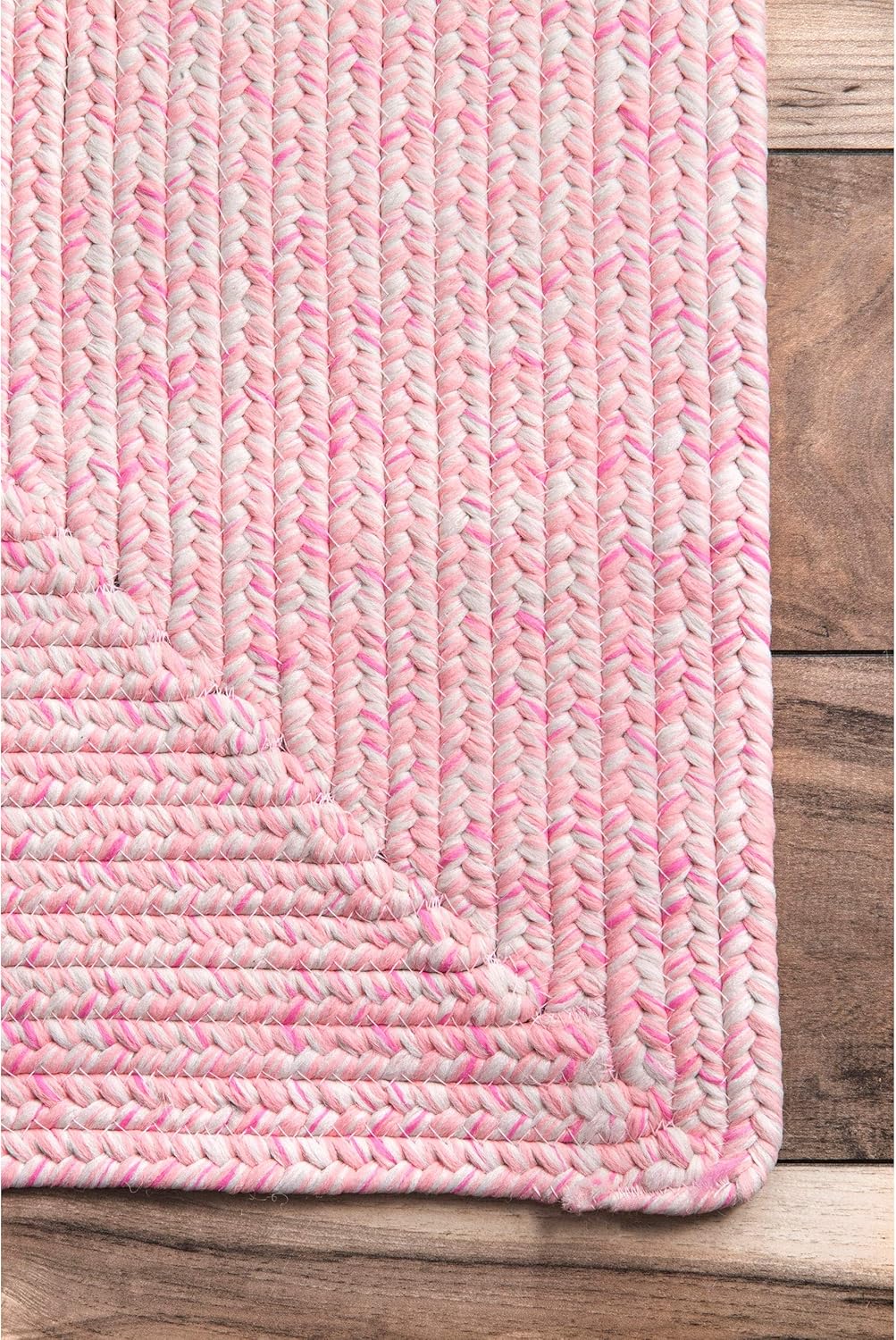 nuLOOM 2' x 8' Solid Hand Braided Indoor/Outdoor Area Rug, Pet-Friendly, High Traffic, Weather Resistant, for Patio, Balcony, Bedroom, Living, Dining Room, Wynn Pink