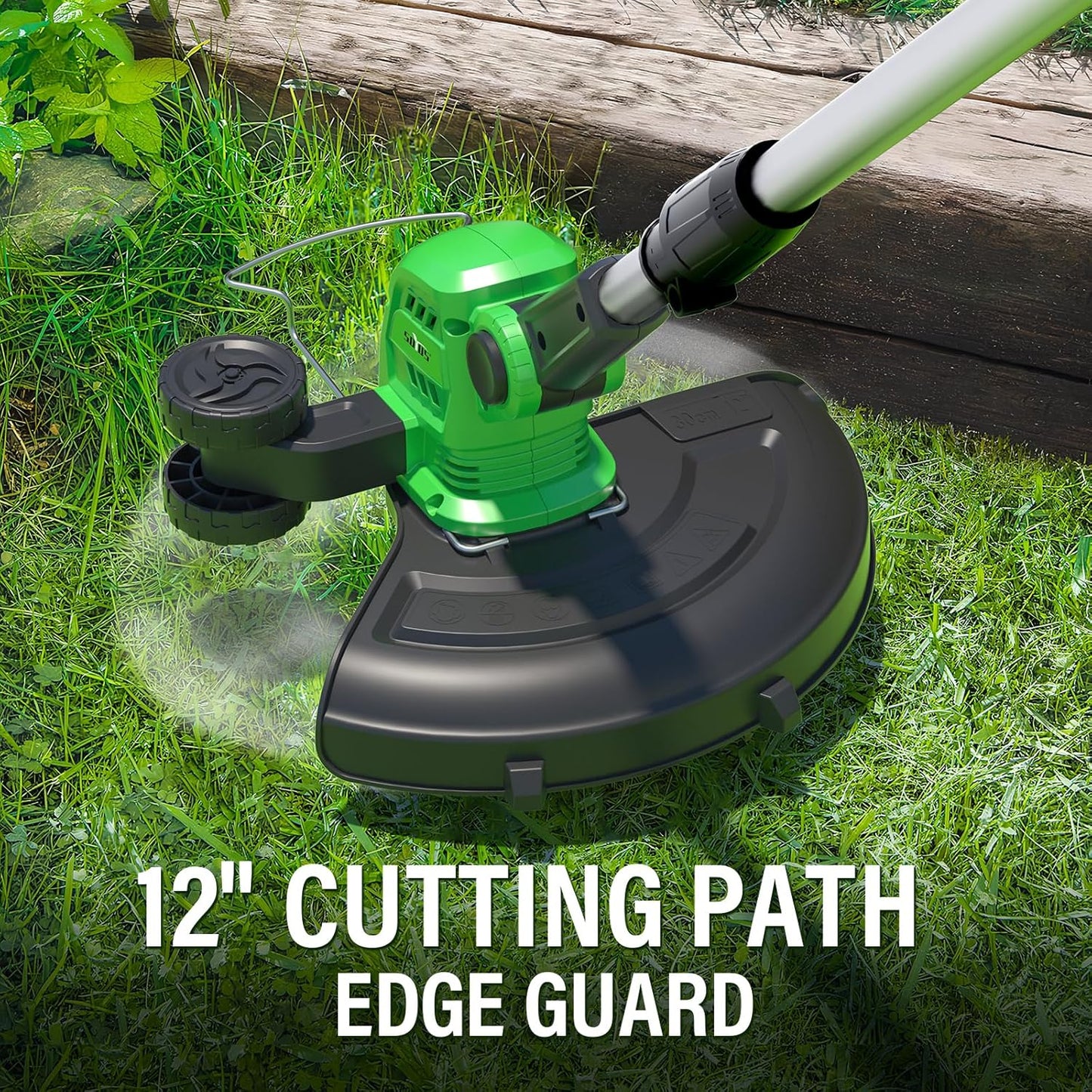 SOYUS Weed Wacker Cordless, 12 Inch String Trimmer Battery Powered with Battery and Charger, Lightweight Edger Trimmer with 8 Pcs Replace Spool Trimmer Lines