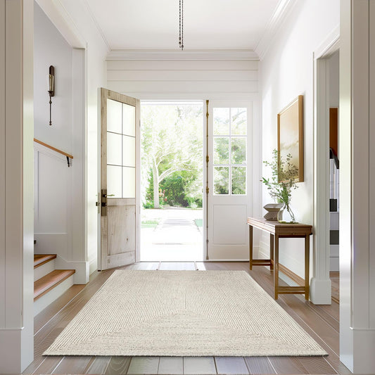 nuLOOM 2' x 6' Solid Hand Braided Indoor/Outdoor Area Rug, Pet-Friendly, High Traffic, Weather Resistant, for Patio, Balcony, Bedroom, Living, Dining Room, Wynn Ivory