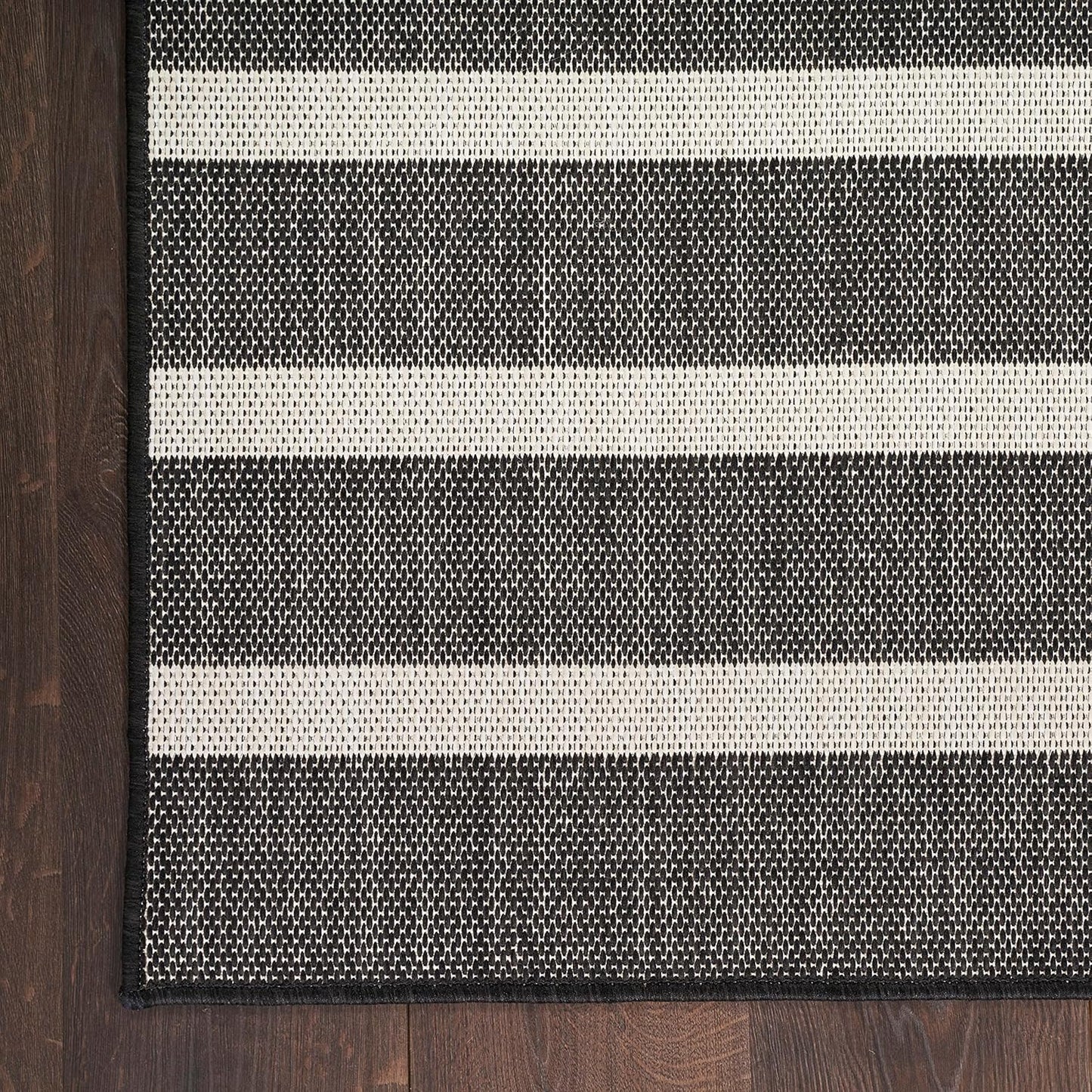 Nourison Home Positano Black Ivory 2' x 6' Area Rug Easy Clean, Non Shedding, Bed Room, Living Room, Dining Room, Kitchen (6' Runner)