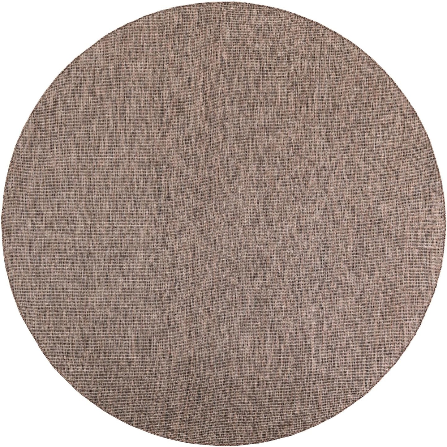 Unique Loom Outdoor Solid Collection Area Rug (10' Round Light Brown/Ivory)