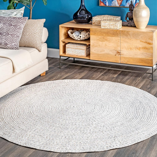 nuLOOM Oval 10' x 13' Solid Hand Braided Indoor/Outdoor Area Rug, Pet-Friendly, High Traffic, Weather Resistant, for Patio, Balcony, Bedroom, Living, Dining Room, Wynn Ivory