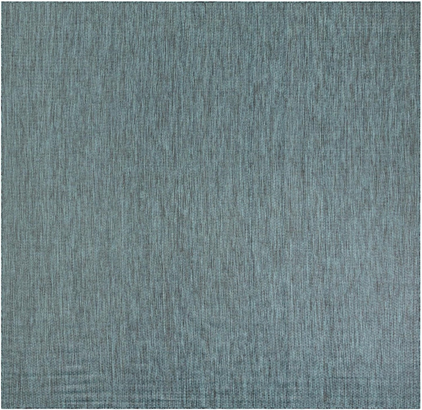 Unique Loom Outdoor Solid Collection Area Rug (10' Square Teal/Navy Blue)
